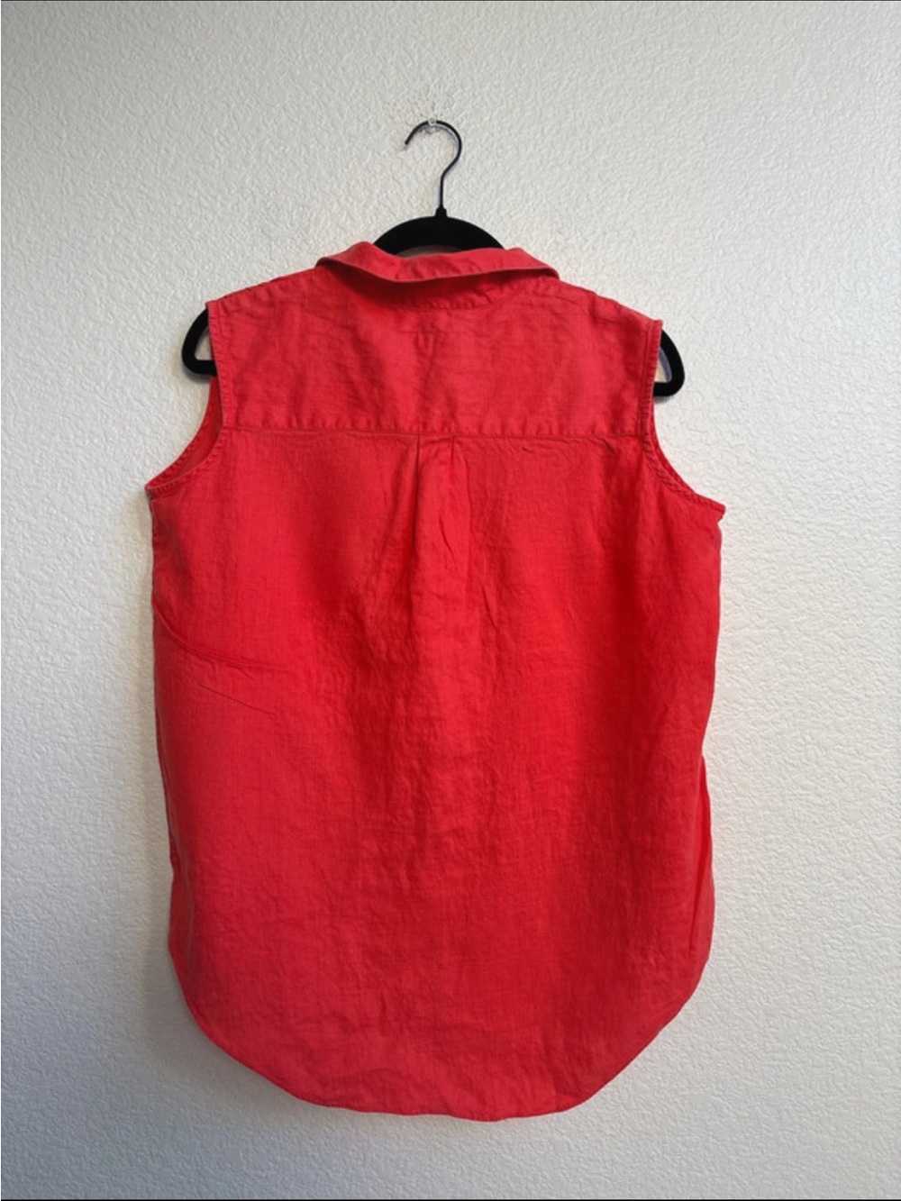 Kikit Maurice Sasson 100% Linen Sleeveless Button Front Blouse Top Coral Red L - Picture 5 of 5